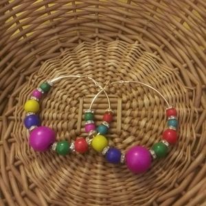 Big Color Block Hoop Earrings Lightweight 3"